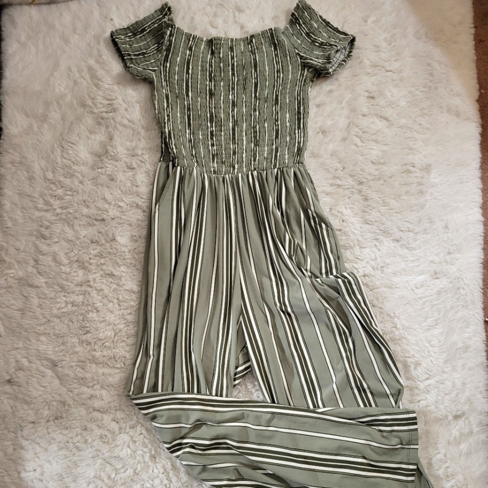 J for justify green striped jumper